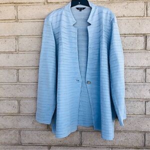 Misook Light Blue Textured Cardigan